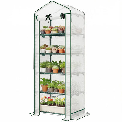 Mini Greenhouse With Screen Roof, 27.6" x 19.7" x 75.6", White Portable Greenhouses White, Dark Green at Gallery Canada