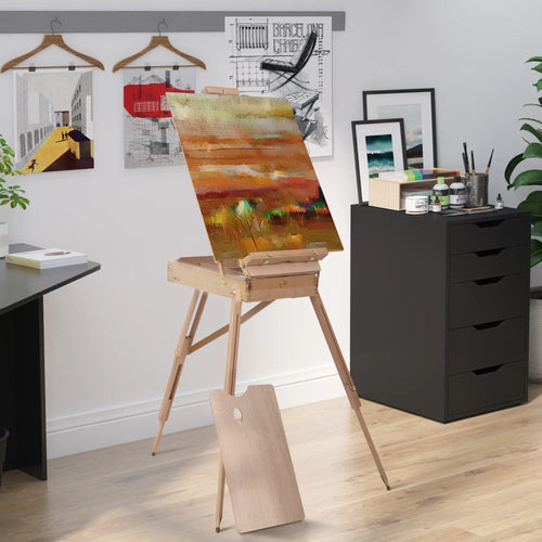 Folding Wood French Artists Easel, Portable Painters Tripod, Sketch Craft