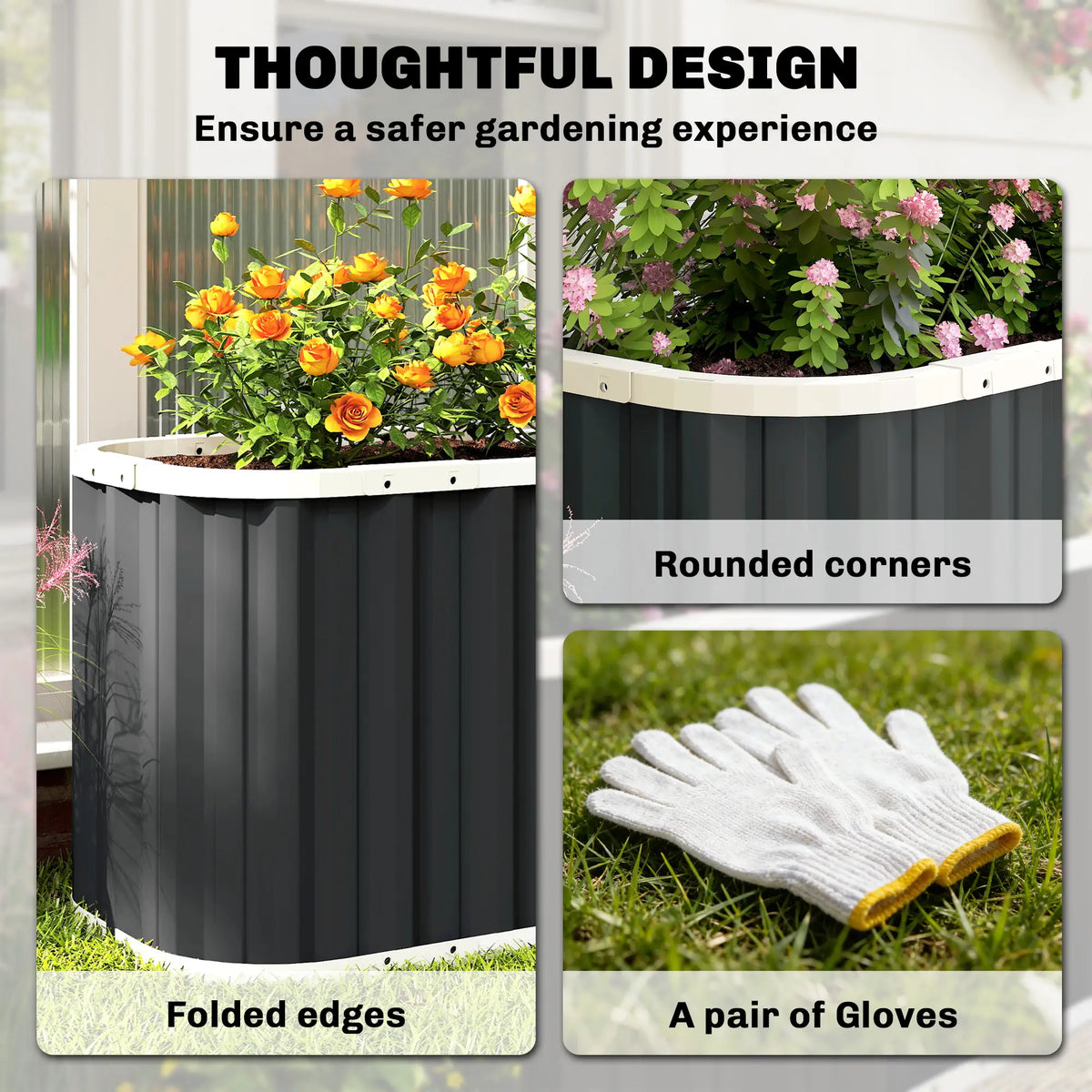 Galvanized Raised Garden Bed, Deep Rot Planter Box, 7' x 2' x 2', Dark Grey Galvanized Planter Boxes at Gallery Canada