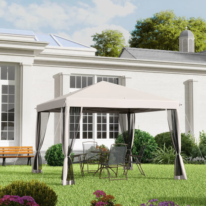 10' x 10' Pop Up Canopy Tent, Removable Mesh Sidewall, Carry Bag, Beige Pop Up Canopies at Gallery Canada