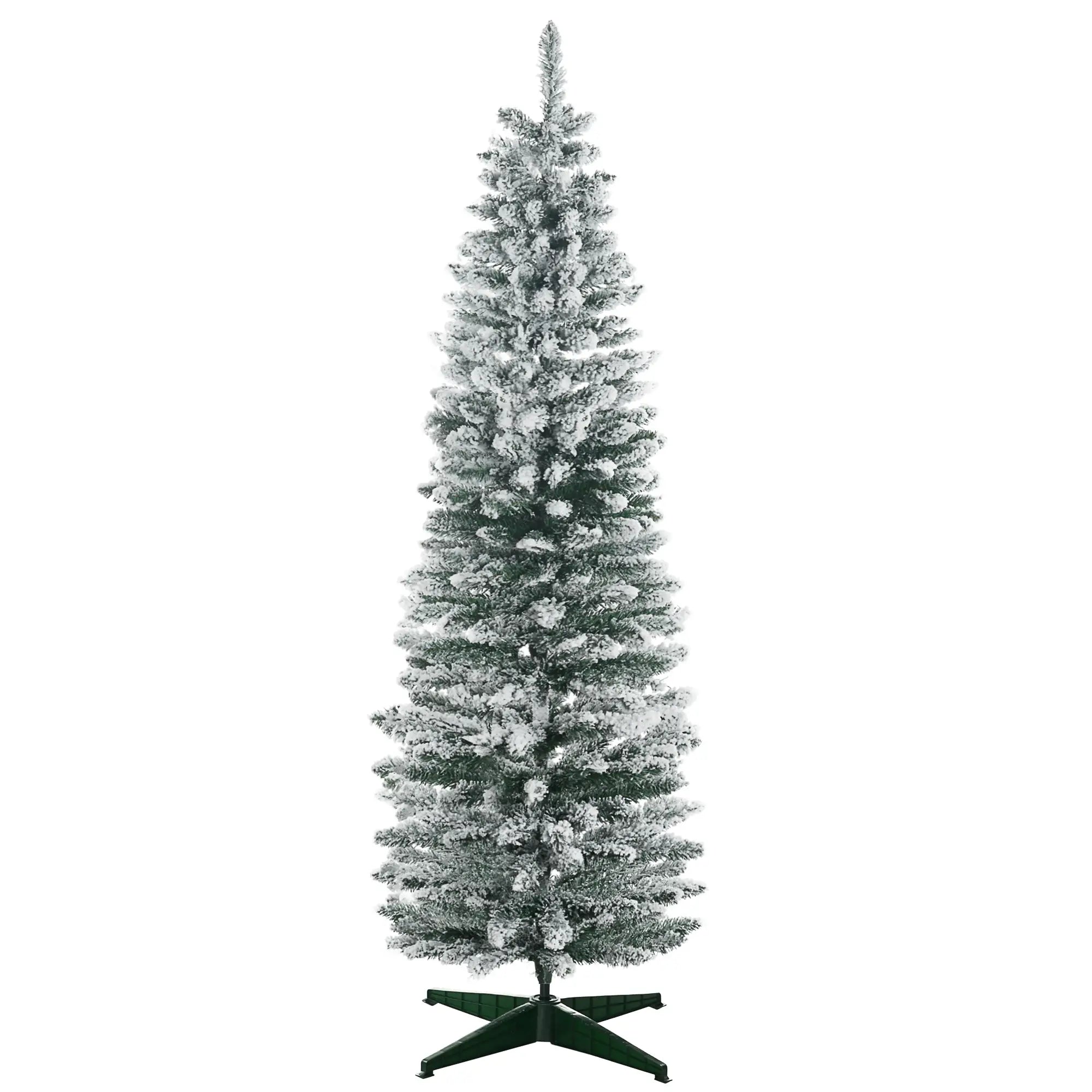 6ft Pencil Artificial Christmas Tree, Snow Flocked Branches, Green Artificial Christmas Trees at Gallery Canada