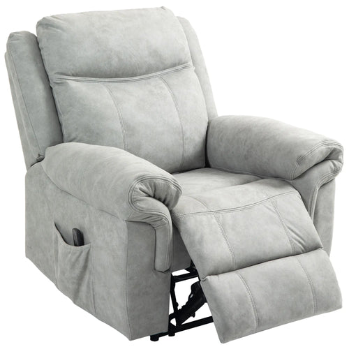 Manual Recliner Chair, Vibration Massage, Side Pockets, Microfibre, Grey