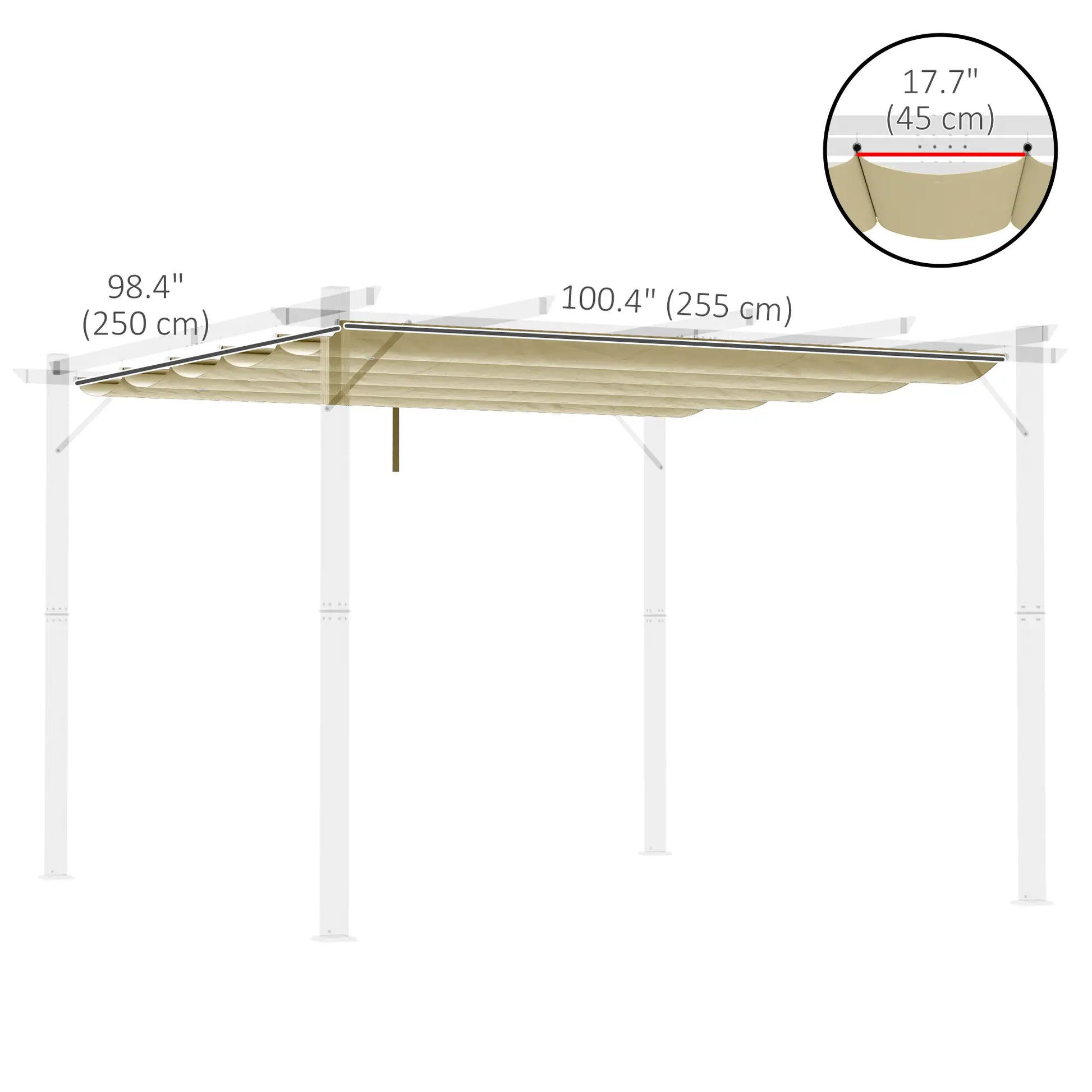 Retractable Pergola Canopy, 10' x 10', Beige Gazebo Canopy Replacement at Gallery Canada