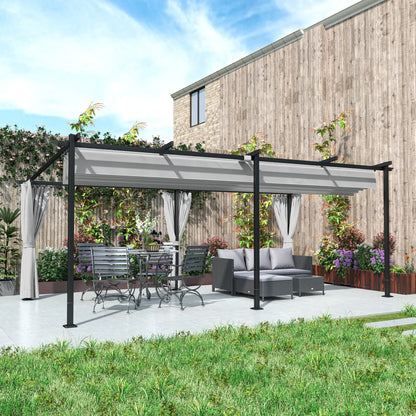 10' x 20' Metal Retractable Pergola Canopy With Sidewalls, Outdoor Gazebo UPF30+ Sun Shade Shelter Pergolas at Gallery Canada