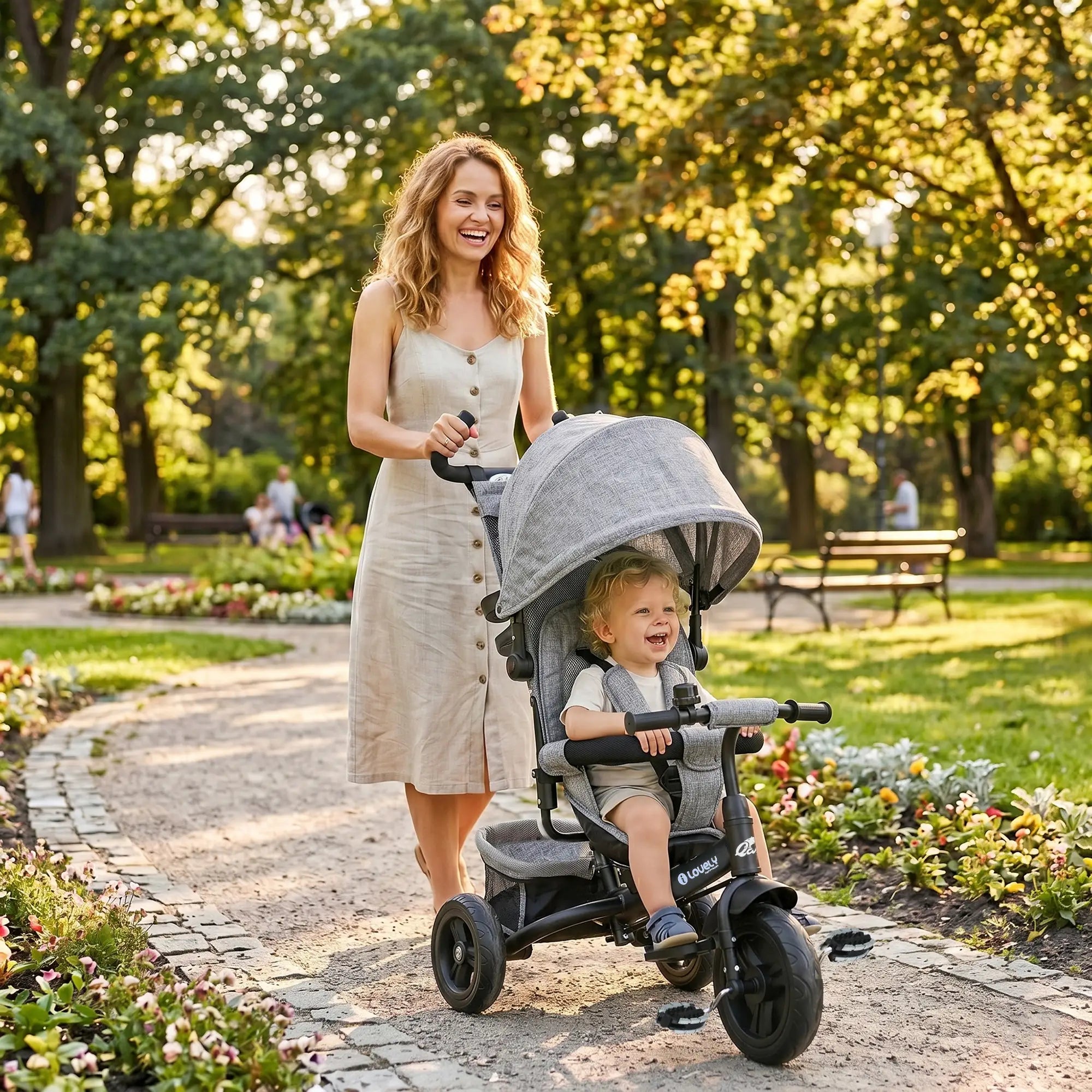 6 in 1 Tricycle for Toddlers, Parent-Push Handle, Grey Tricycles for Kids at Gallery Canada