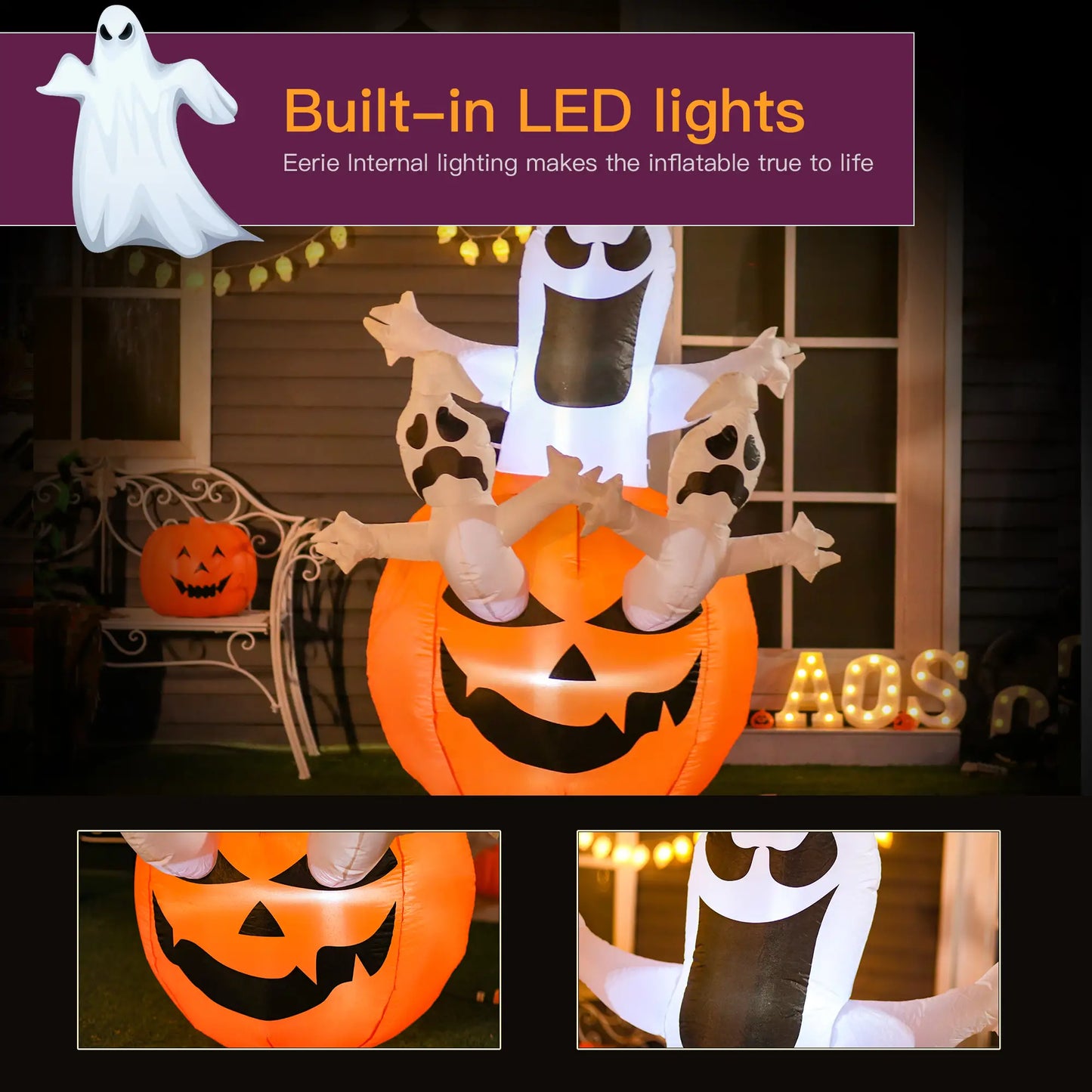 6FT Halloween Inflatable Jack-O-Lantern, Ghosts, LED Lights Halloween Decorations at Gallery Canada