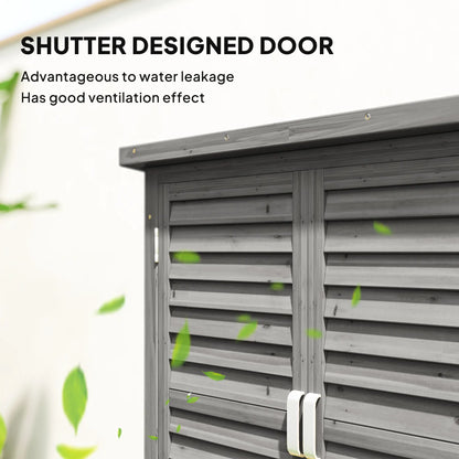 Wooden Garden Storage Shed, 2 Door, 34" x 18" x 38", Grey