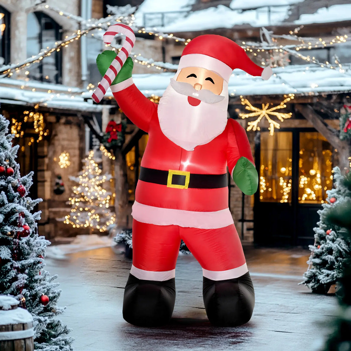 Inflatable Christmas Yard Decoration, Santa Claus with Candy Cane, 8' Tall Christmas Inflatables at Gallery Canada