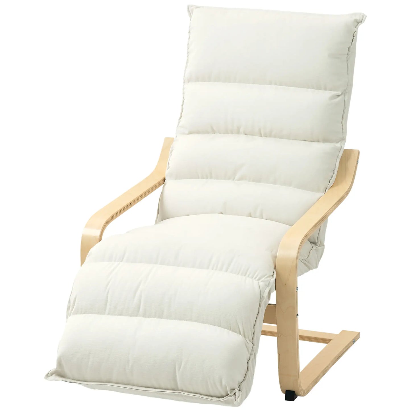 Accent Chair, Velvet Upholstered Living Room Chair with Footrest, Wood Frame, Cream White Accent Chairs Cream at Gallery Canada