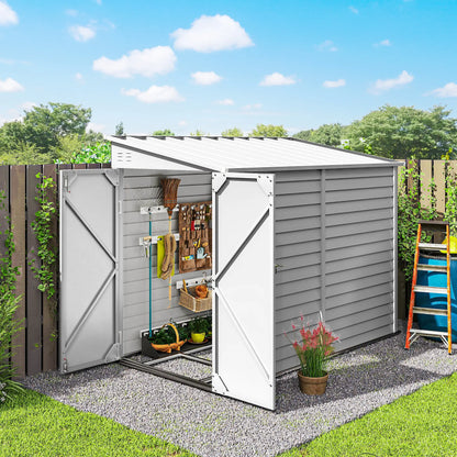 4.6' x 9' Steel Outdoor Storage Shed, Lean To Metal Tool House, White Sheds at Gallery Canada