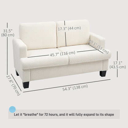 54.3" Loveseat Sofa, 2 Seater, Removable Cushions, Wood Frame, Cream White 2-Seater Sofas at Gallery Canada