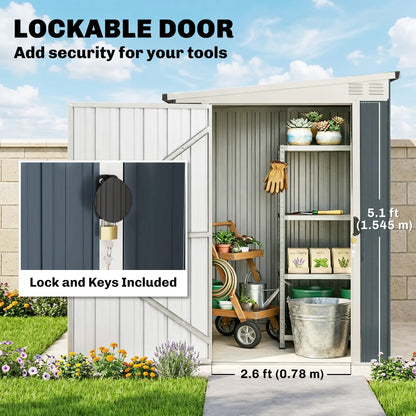 4' x 8' Metal Garden Shed, Outdoor Storage with Window, 2 Vents, Lockable Door Sheds at Gallery Canada