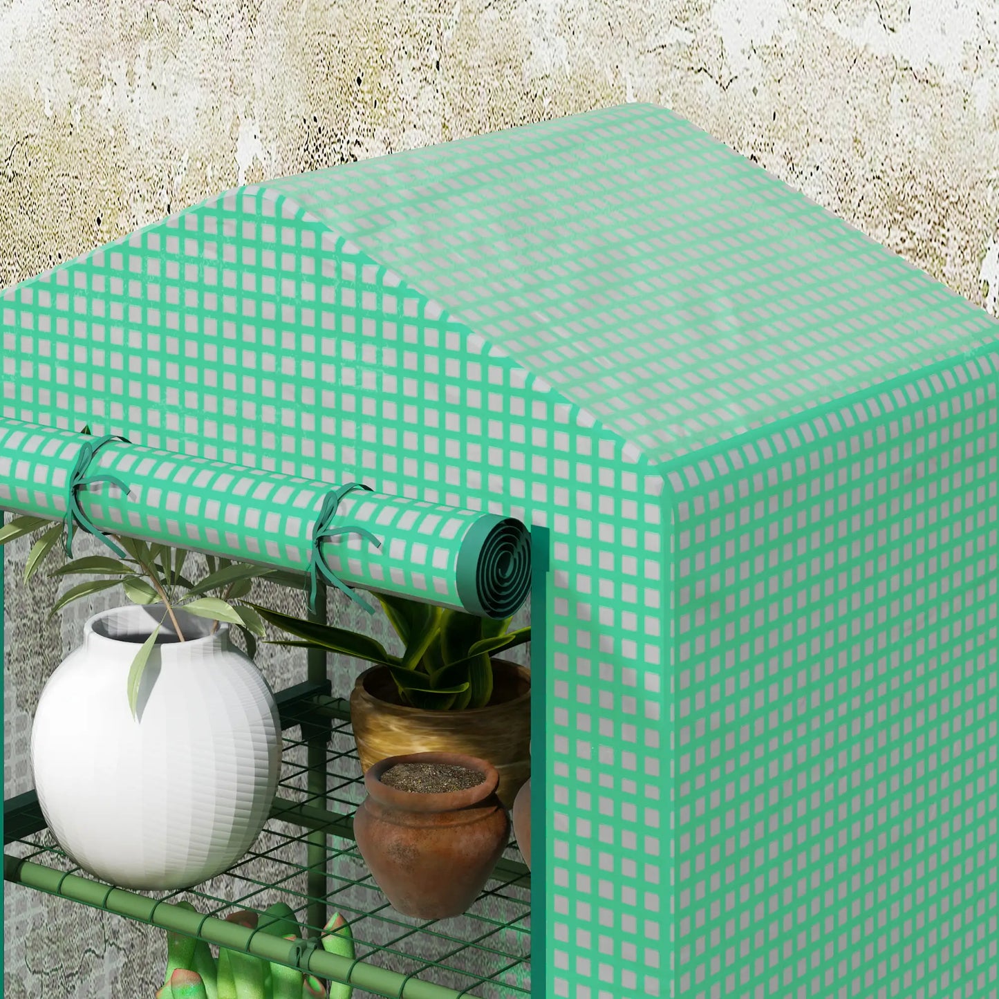 3 Tier Mini Greenhouse, Portable Flower Stand, Steel Frame, Green Greenhouses at Gallery Canada