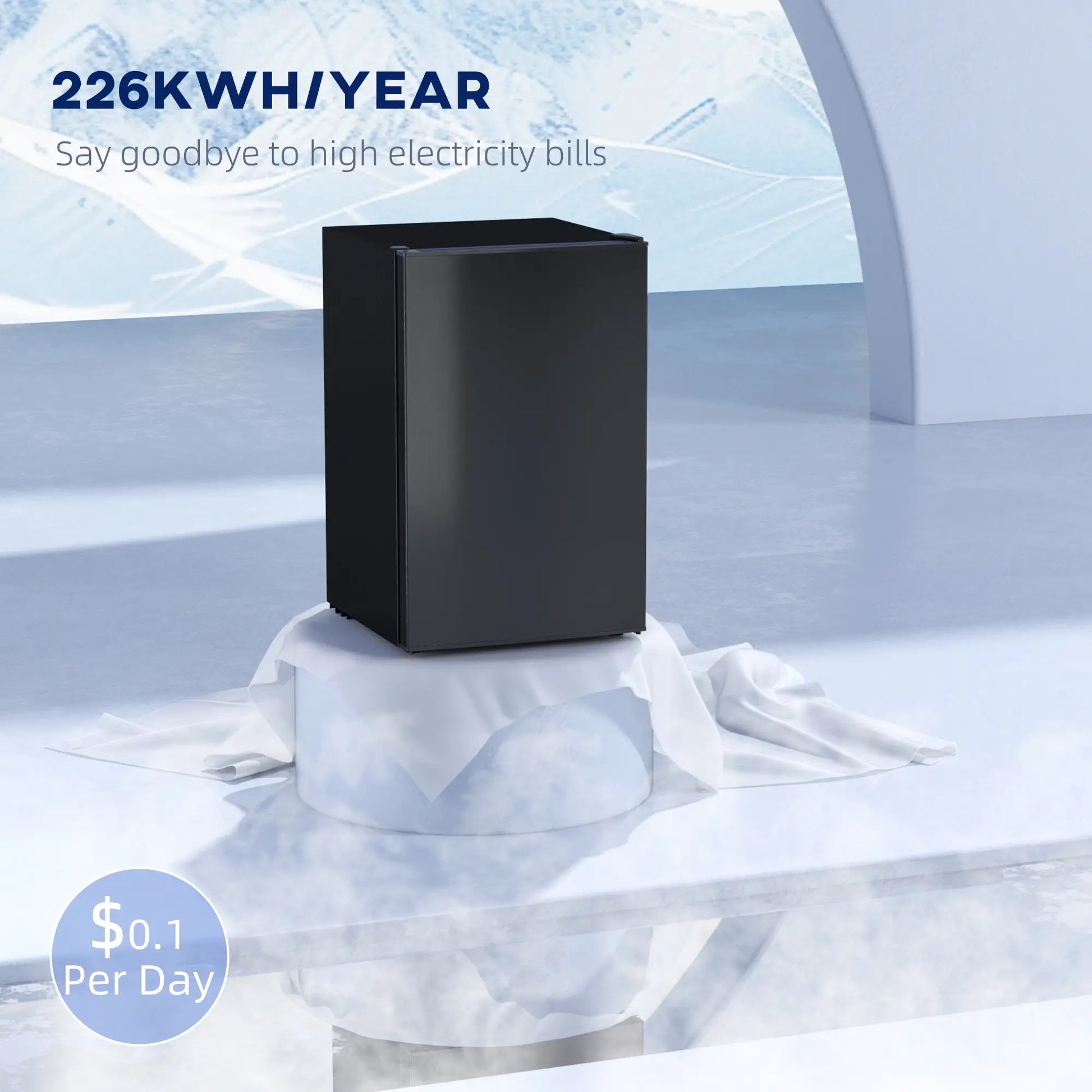 4.5 Cu Ft Mini Fridge with Freezer, Wheels, Adjustable Thermostat, Black Small Kitchen Appliances at Gallery Canada