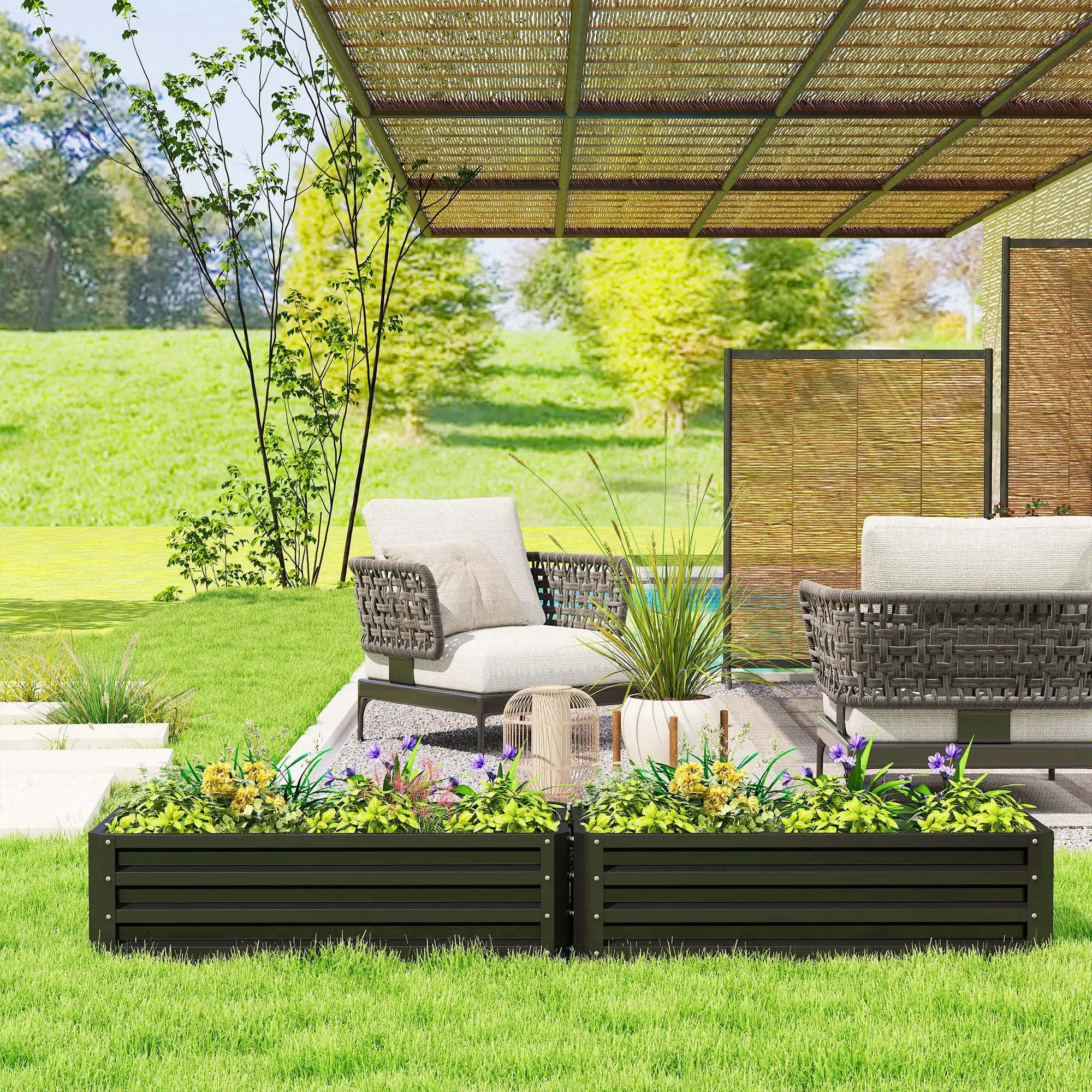 Galvanized Raised Garden Beds, Outdoor Planter Box, Set Of 2, Black Galvanized Planter Boxes at Gallery Canada