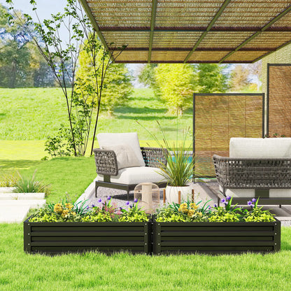 Galvanized Raised Garden Beds, Outdoor Planter Box, Set Of 2, Black Galvanized Planter Boxes at Gallery Canada