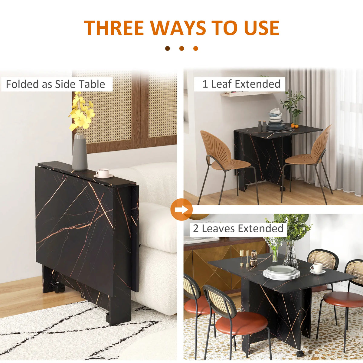 Foldable Drop Leaf Dining Table, 2 Wheels, Kitchen Desk Bar Tables & Dining Tables at Gallery Canada