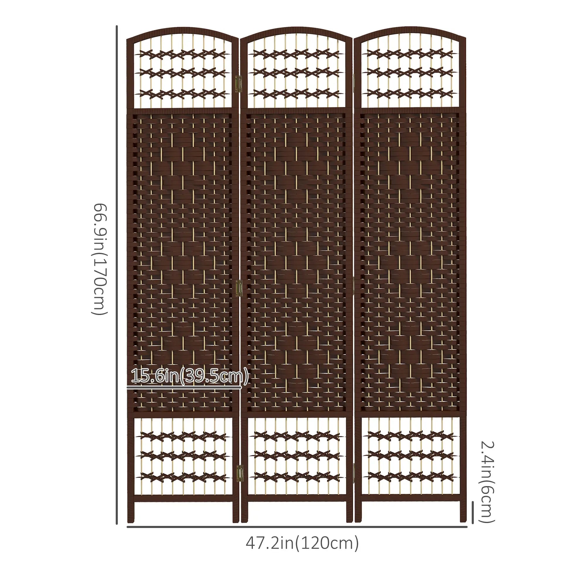 3 Panel Folding Room Divider, Portable Privacy Screen, Brown Room Dividers at Gallery Canada