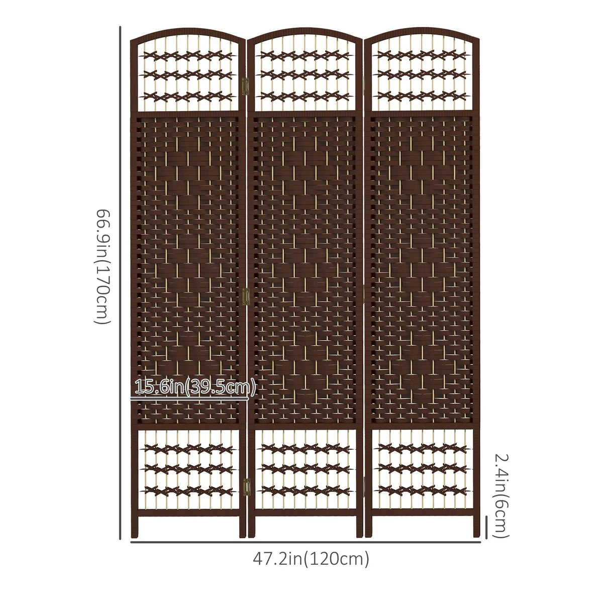 3 Panel Folding Room Divider, Portable Privacy Screen, Brown Room Dividers at Gallery Canada