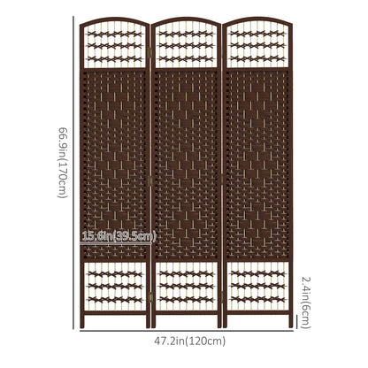 3 Panel Folding Room Divider, Portable Privacy Screen, Brown Room Dividers at Gallery Canada