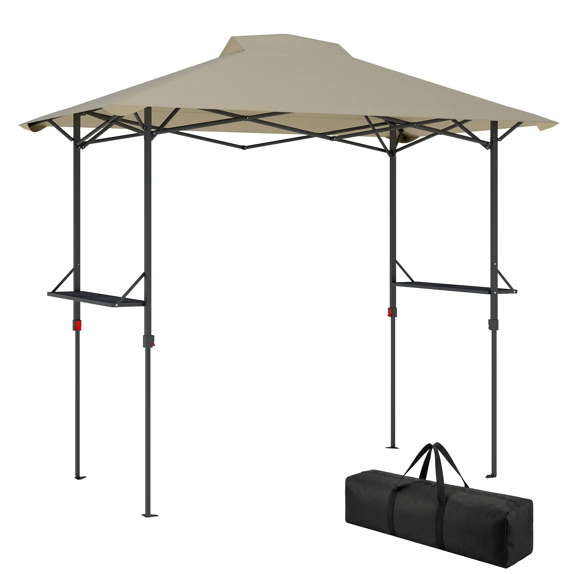 5 x 8.5 ft Pop Up Grill Gazebo, 2 Shelves, UPF 50+ Canopy, Khaki Pop Up Canopies at Gallery Canada