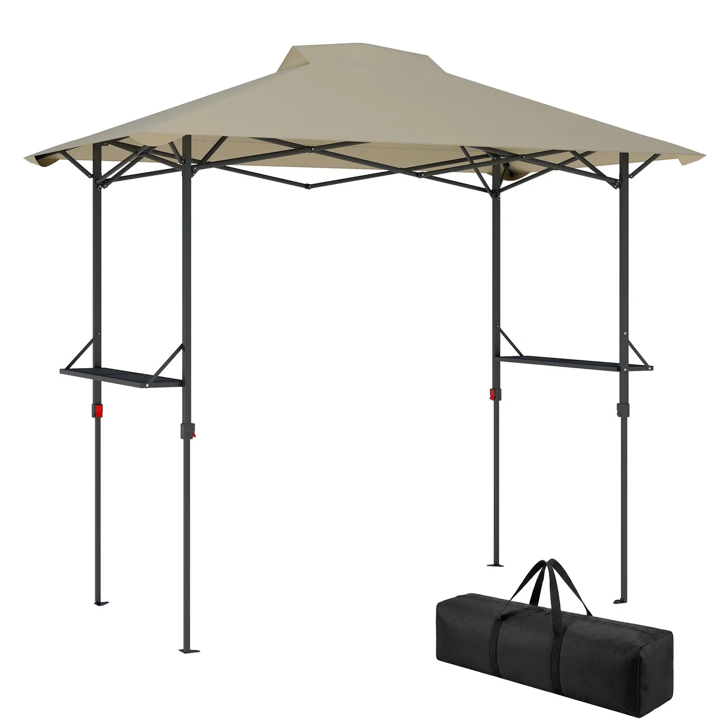 5 x 8.5 ft Pop Up Grill Gazebo, 2 Shelves, UPF 50+ Canopy, Khaki Pop Up Canopies at Gallery Canada