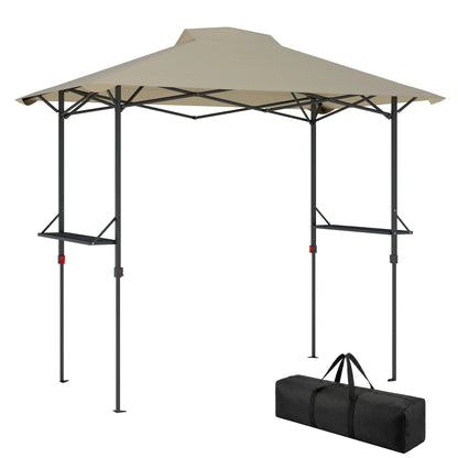 5 x 8.5 ft Pop Up Grill Gazebo, 2 Shelves, UPF 50+ Canopy, Khaki Pop Up Canopies at Gallery Canada