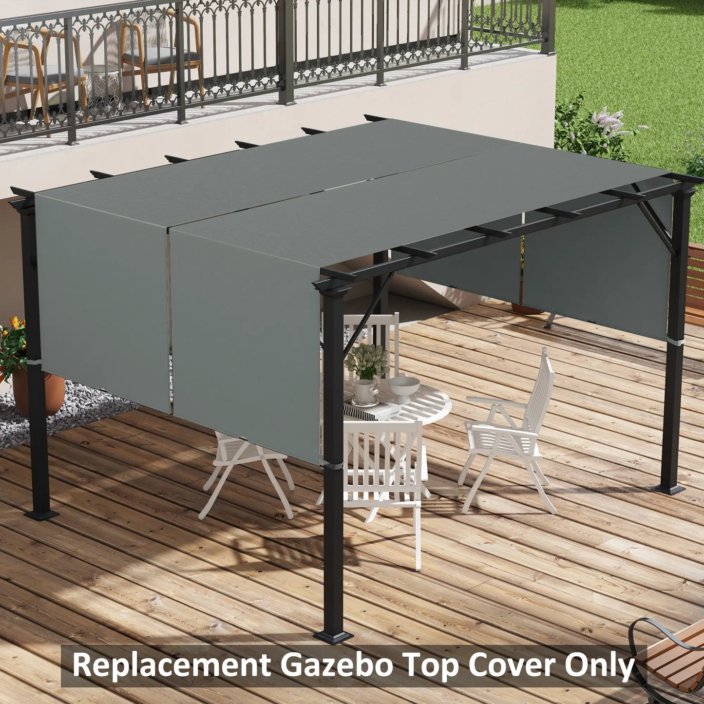 2 Pcs UV Protection Pergola Canopy, 10' x 10', Dark Grey Gazebo Canopy Replacement at Gallery Canada