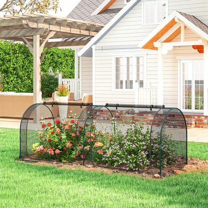 8' x 3' Crop Cage, Garden Plant Protector, 3 Zippered Doors, Black