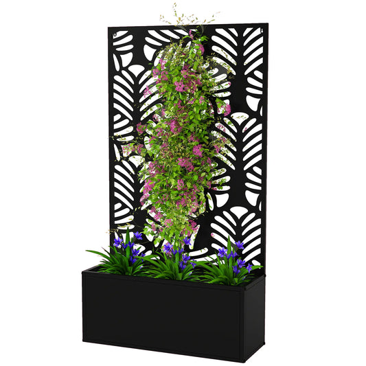Metal Garden Bed With Trellis, Freestanding Or Wall Mounted Galvanized Planter Boxes Black at Gallery Canada