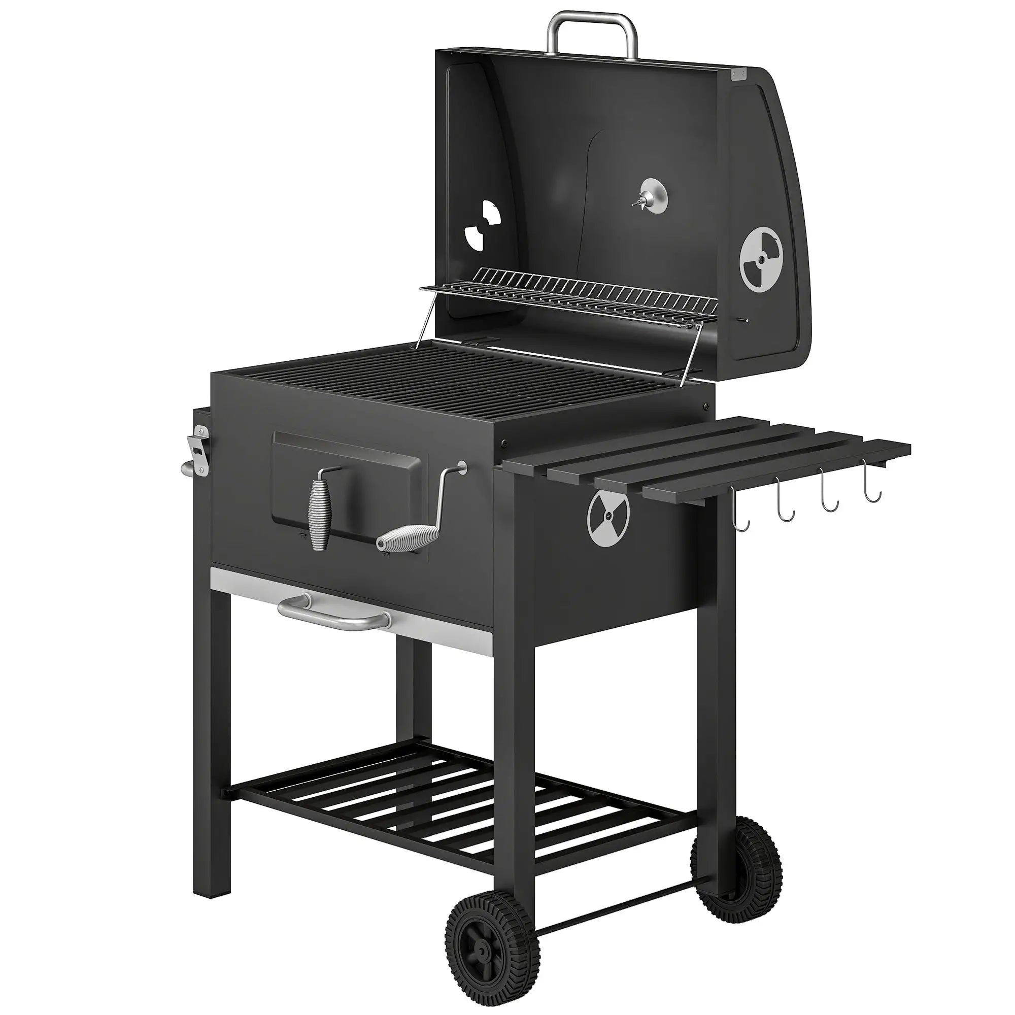 Portable Stainless Steel BBQ Trolley Grill With Wheels, Side Shelf Charcoal BBQ Grils Grey at Gallery Canada