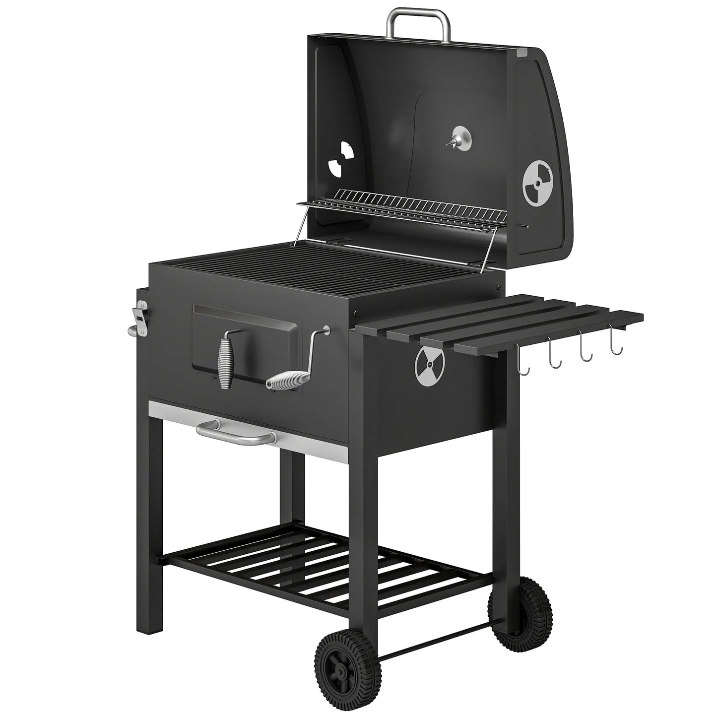 Portable Stainless Steel BBQ Trolley Grill With Wheels, Side Shelf Charcoal BBQ Grils Grey at Gallery Canada