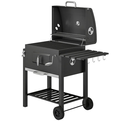 Portable Stainless Steel BBQ Trolley Grill With Wheels, Side Shelf Charcoal BBQ Grils Grey at Gallery Canada