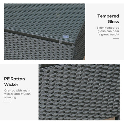 Rattan Coffee Table, Hand-Woven Wicker Furniture, Tempered Glass Top, Black Patio Side Tables at Gallery Canada