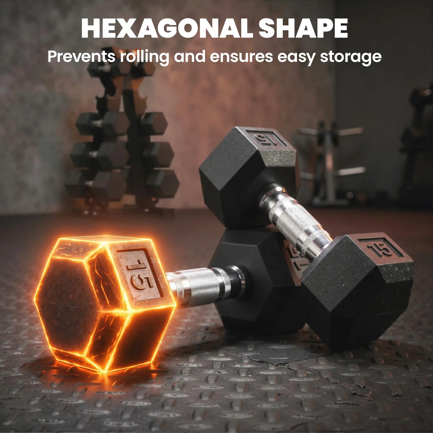 Ensemble d'haltères hexagonaux avec support vertical, 210 lb