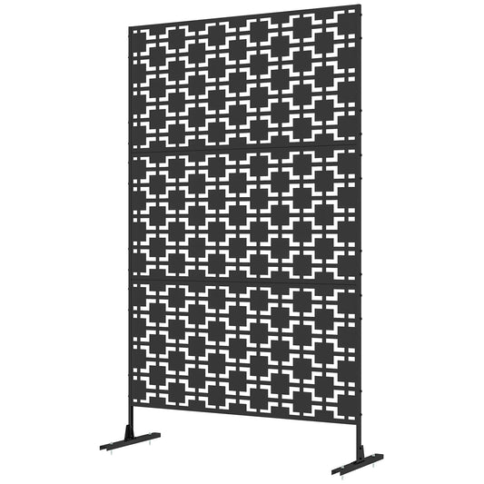6.5FT Metal Privacy Screen, Grid Style, Outdoor Divider, Black Side Awnings Black at Gallery Canada