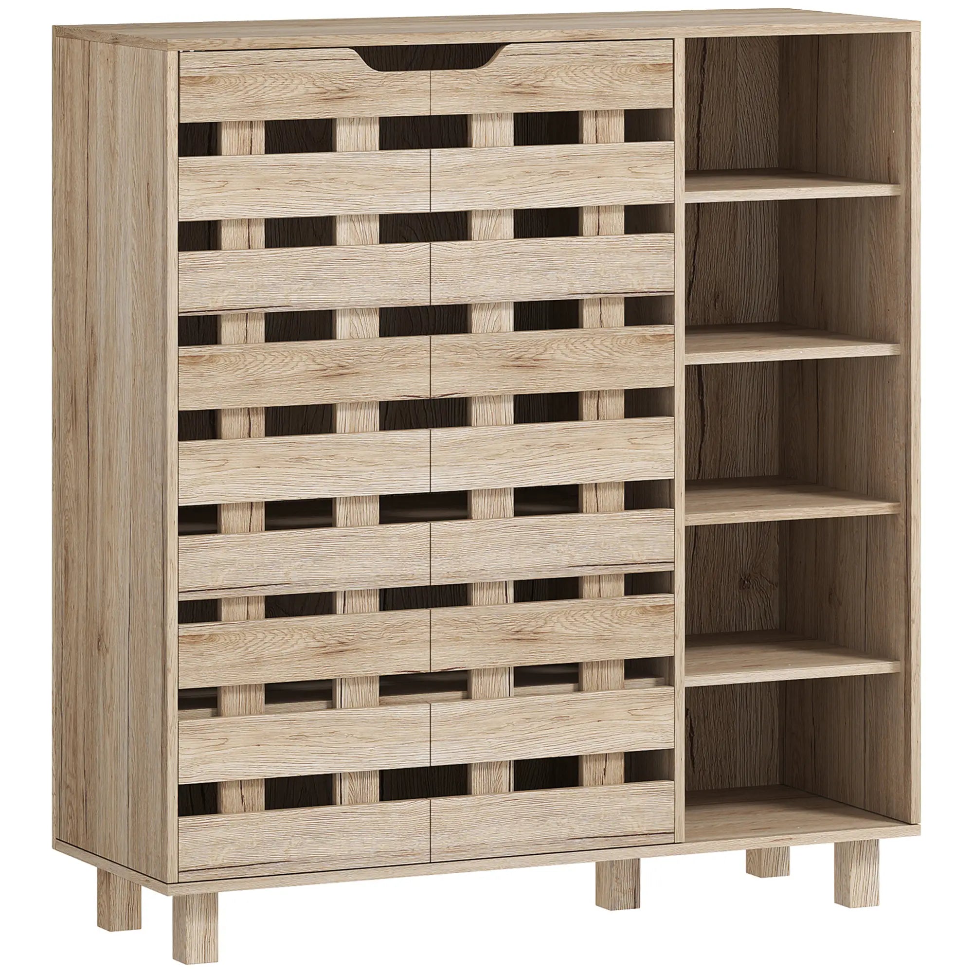 21 Pair Shoe Cabinet, 5-Tier Double Door, 5-Tier Open Shelves, Beige Shoe Storage Cabinets & Racks at Gallery Canada