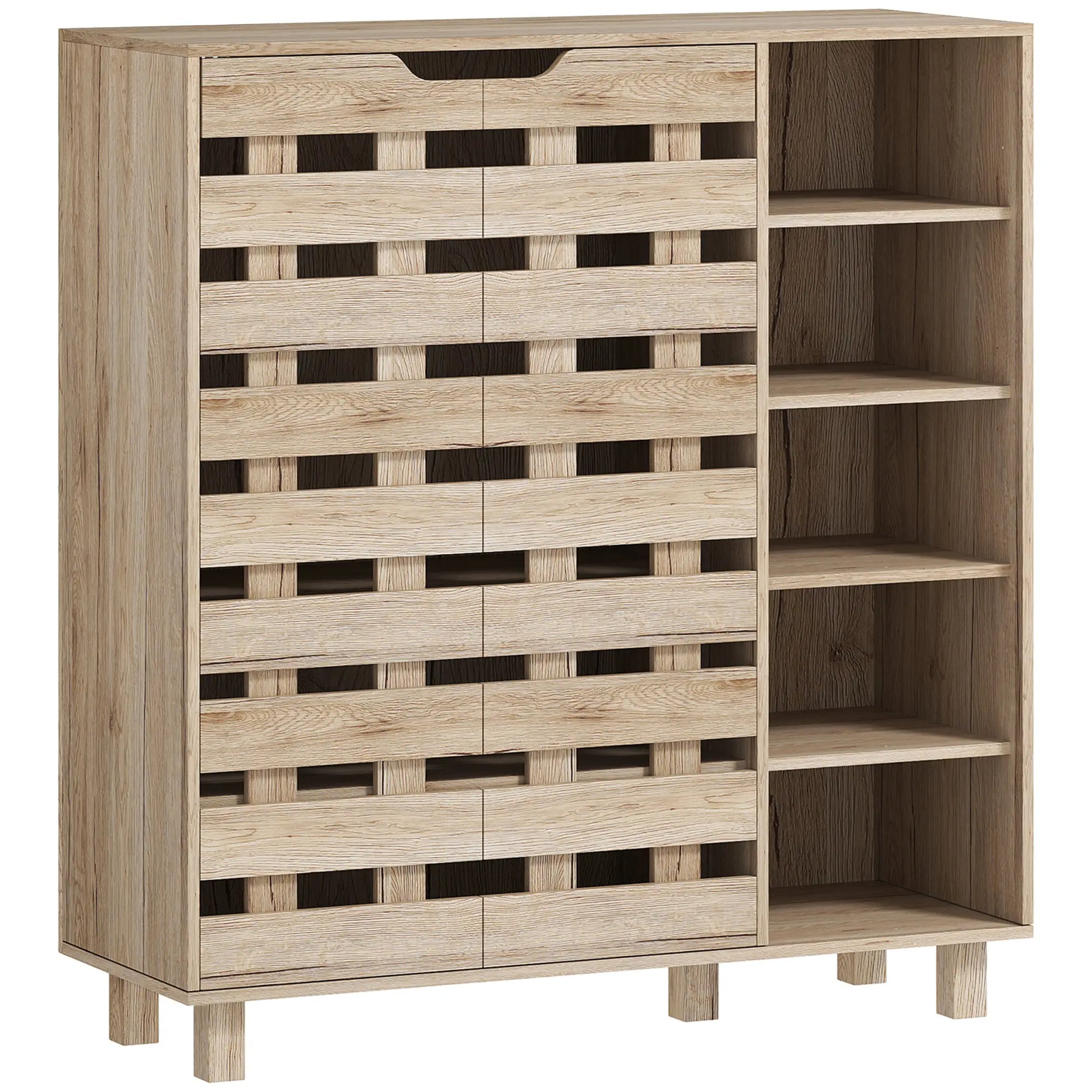 21 Pair Shoe Cabinet, 5-Tier Double Door, 5-Tier Open Shelves, Beige Shoe Storage Cabinets & Racks at Gallery Canada