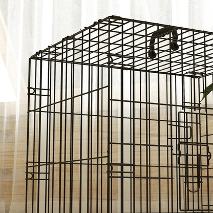 Cage pour chien 24", 2 portes, cage métallique pliable, bac amovible, noir