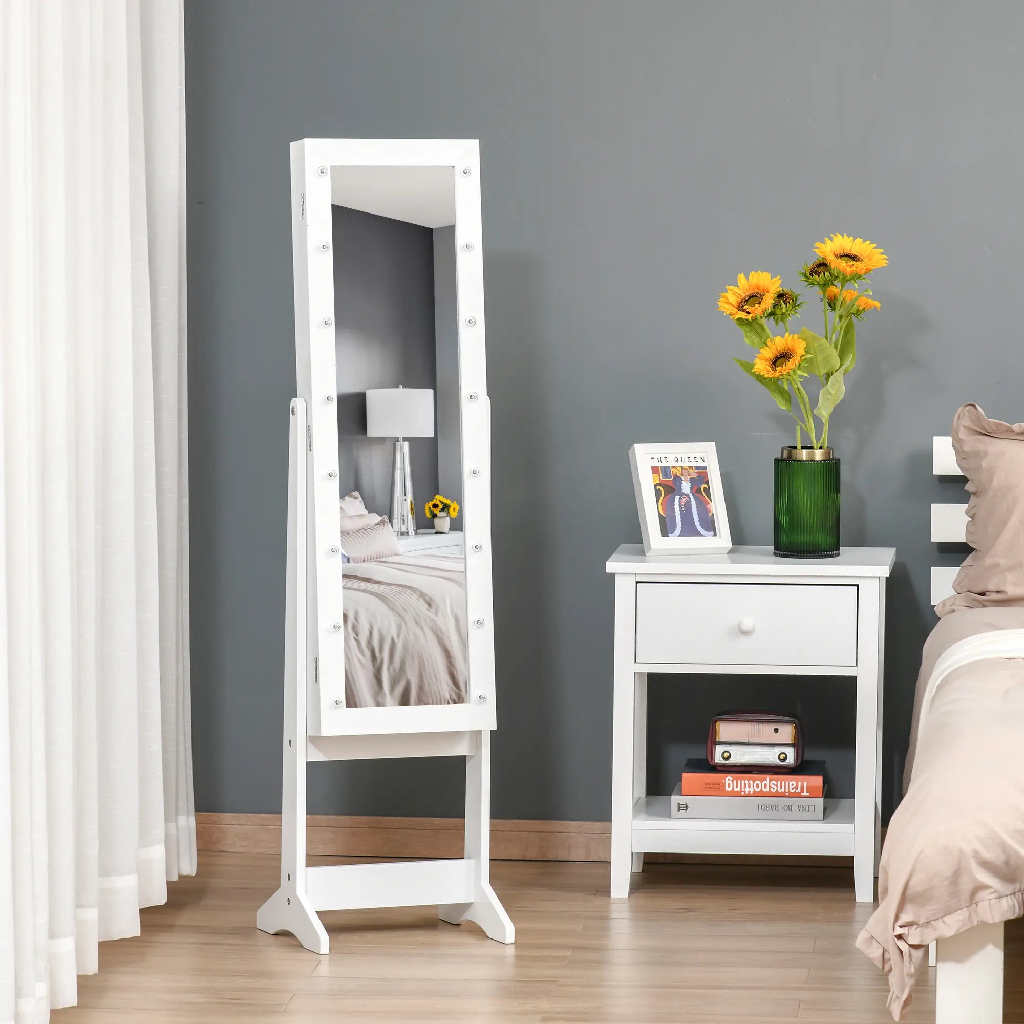 Free Standing Armoire Organizer, Lighted Mirrored Jewelry Cabinet, Angle Adjustable, 16 LED Lights Jewelry Armoire & Jewellery Mirror Cabinets at Gallery Canada