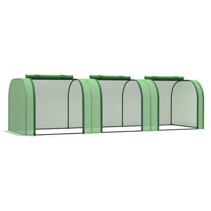 9.7' x 3.3' x 2.5' Mini Tunnel Greenhouse, PE Cover, Steel Frame, Zipped Doors, Dark Green Mini Greenhouses Dark Green at Gallery Canada