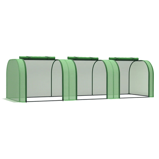 9.7' x 3.3' x 2.5' Mini Tunnel Greenhouse, PE Cover, Steel Frame, Zipped Doors, Dark Green Mini Greenhouses Dark Green at Gallery Canada