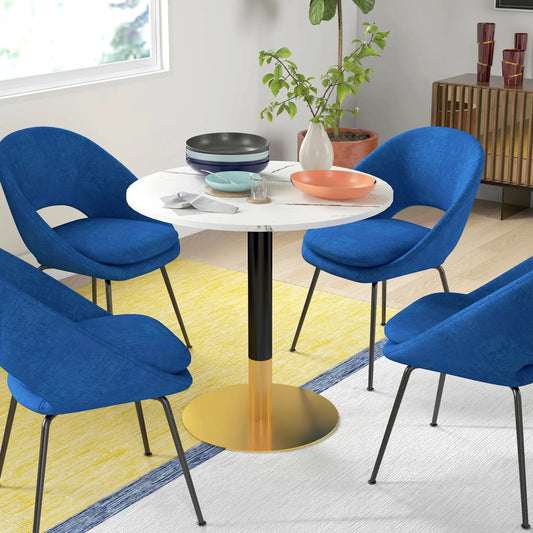 Round Dining Table, Faux Marble Top, Steel Base, Small Kitchen Table, White Bar Tables & Dining Tables White at Gallery Canada