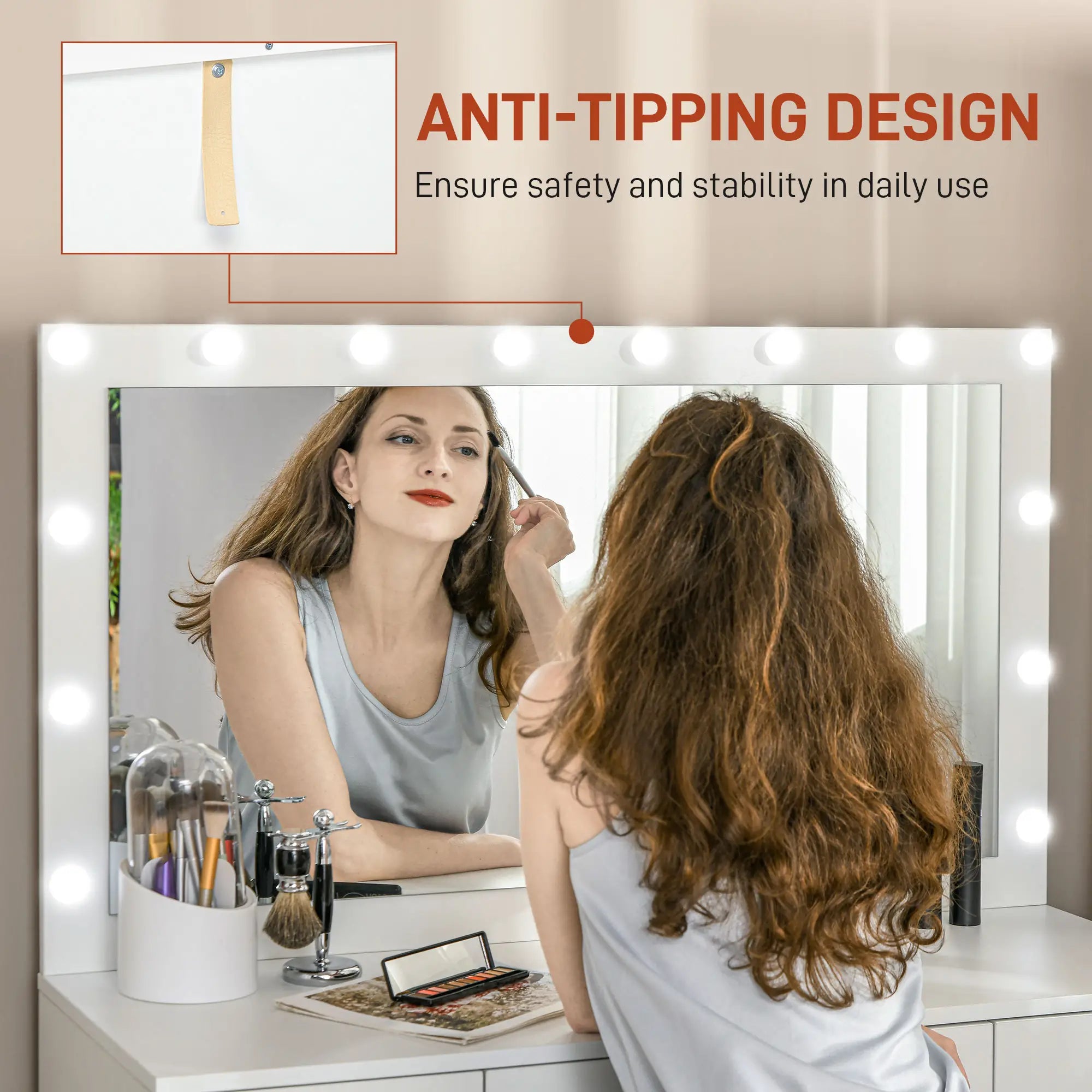 Modern Makeup Vanity Table, Mirror with 10 LED Lights, 7 Drawers, White Dressing & Vanity Tables at Gallery Canada