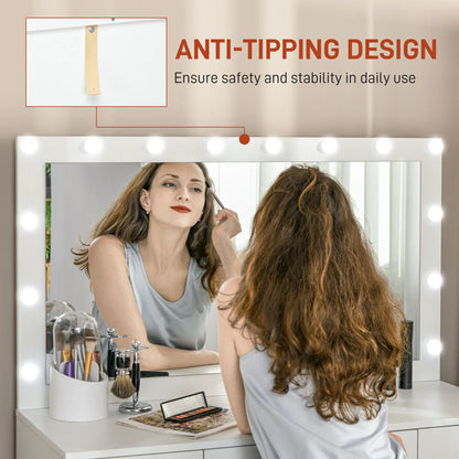 Modern Makeup Vanity Table, Mirror with 10 LED Lights, 7 Drawers, White Dressing & Vanity Tables at Gallery Canada