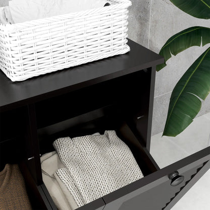 Tilt Out Laundry Cabinet, 2 Baskets, 2 Louvered Doors, Black Bathroom Cabinets at Gallery Canada
