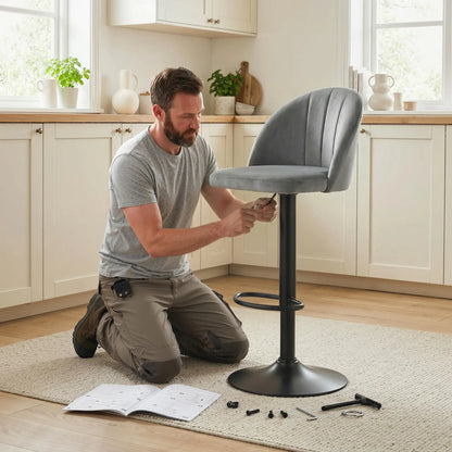 Swivel Counter Height Barstools Set of 2, Grey Bar Stools at Gallery Canada