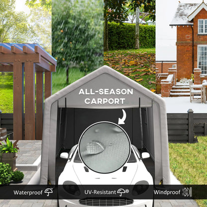 Heavy Duty Carport, 10 x 17 ft, Portable Garage, Roll-up Door, Grey Car Shelters at Gallery Canada