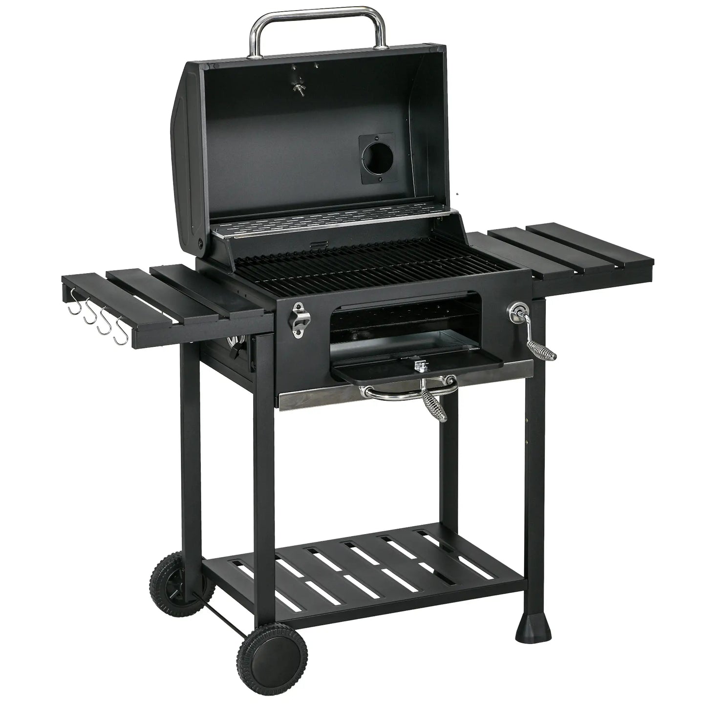 Charcoal BBQ Grill Smoker With Adjustable Pan, Galvanised Steel Shell Charcoal BBQ Grils Black at Gallery Canada