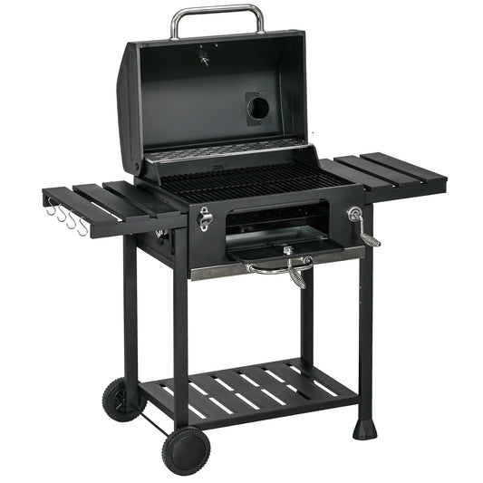 Charcoal BBQ Grill Smoker With Adjustable Pan, Galvanised Steel Shell Charcoal BBQ Grils Black at Gallery Canada